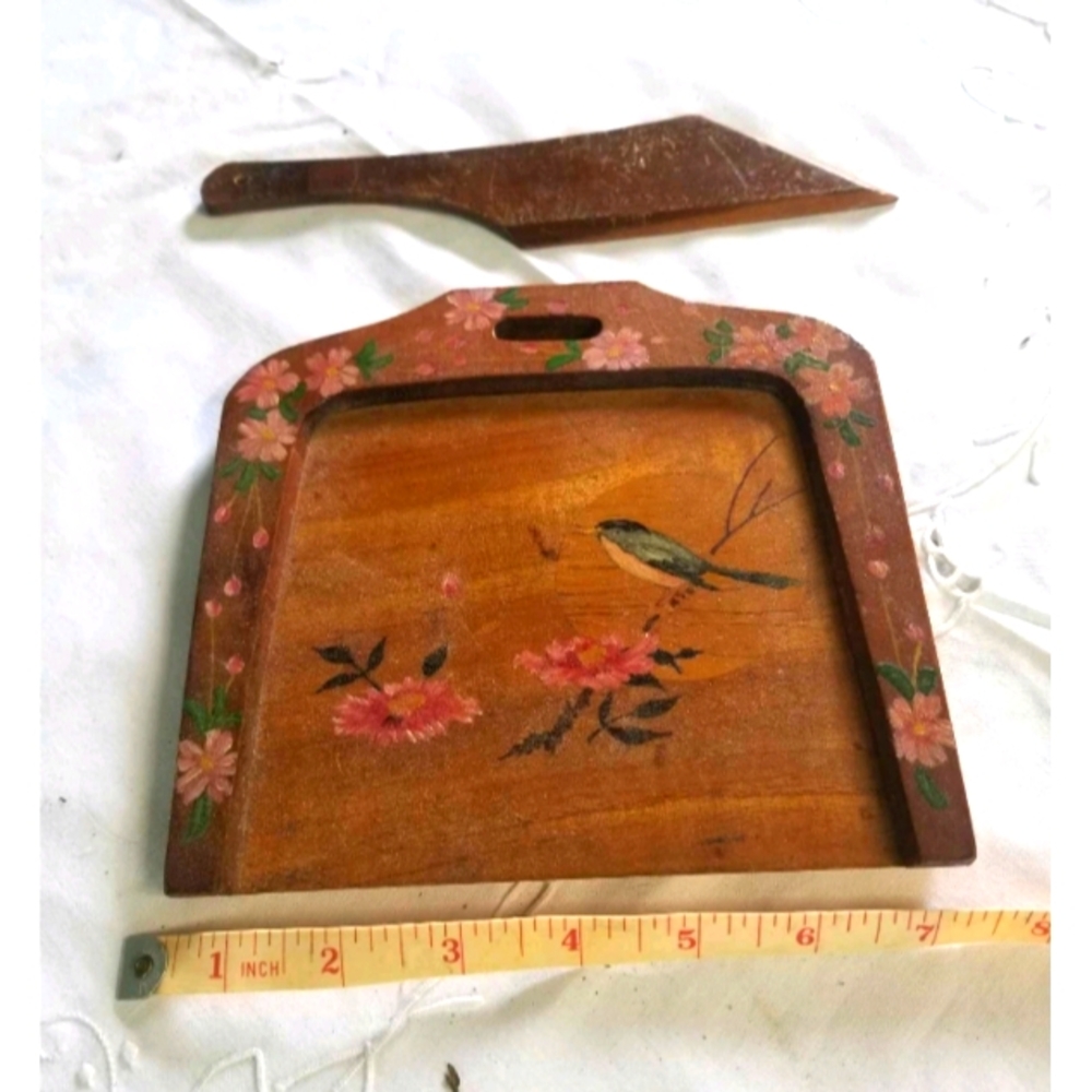 Vintage Wood Crumb Tray & Sweeper